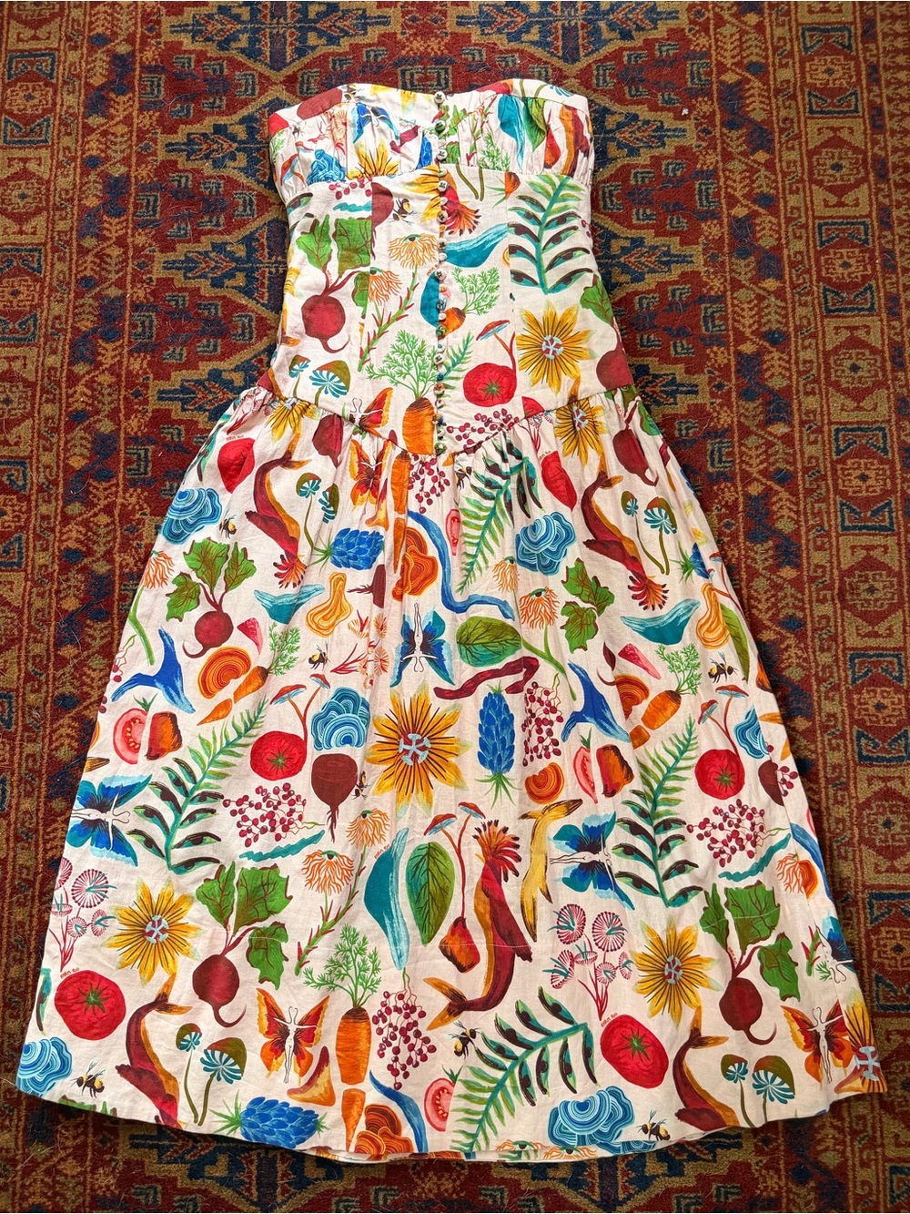 Farm Rio Strapless Maxi Dress small - Picture 9 of 11